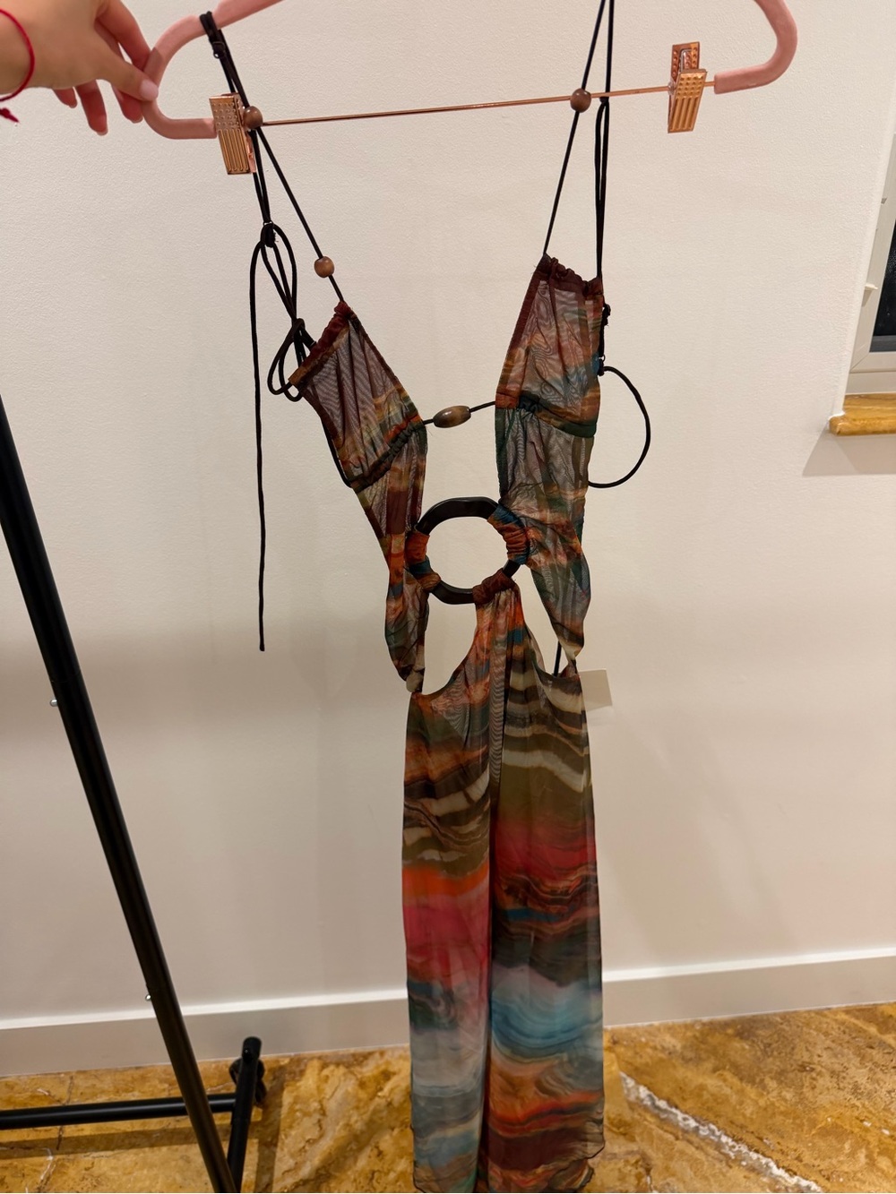Jaded London Wooden Trim Mesh Dress in Multi Size XS - Picture 5 of 8